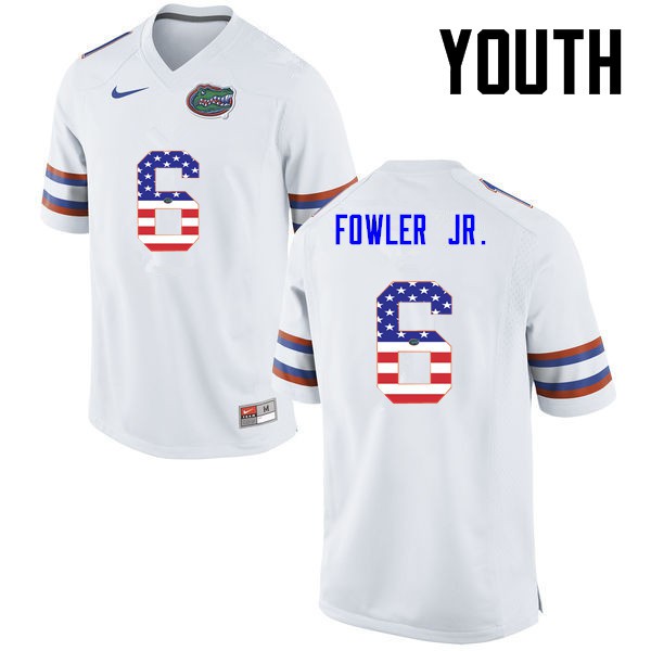 Florida Gators Youth #6 Dante Fowler Jr. College Football USA Flag Fashion White